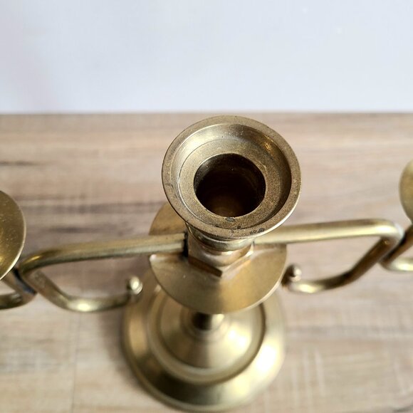Vintage Solid Brass Mid Century 3 Branches Candleholder. Home Holiday Decor. - Picture 2 of 8